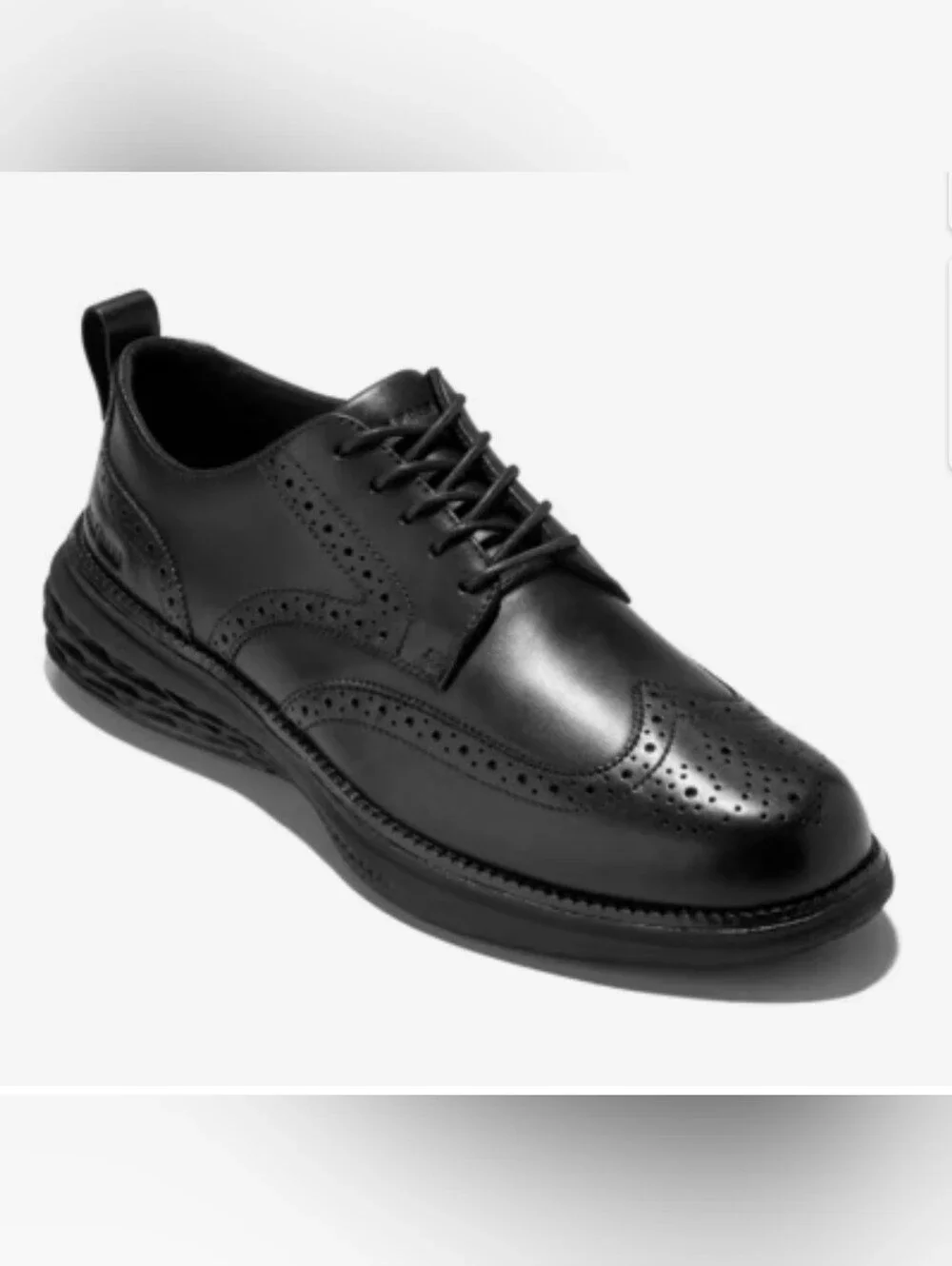Size 13 Men's Cole Haan Grand 36 Black Leather Wingtip Derby Shoe Retail 220$